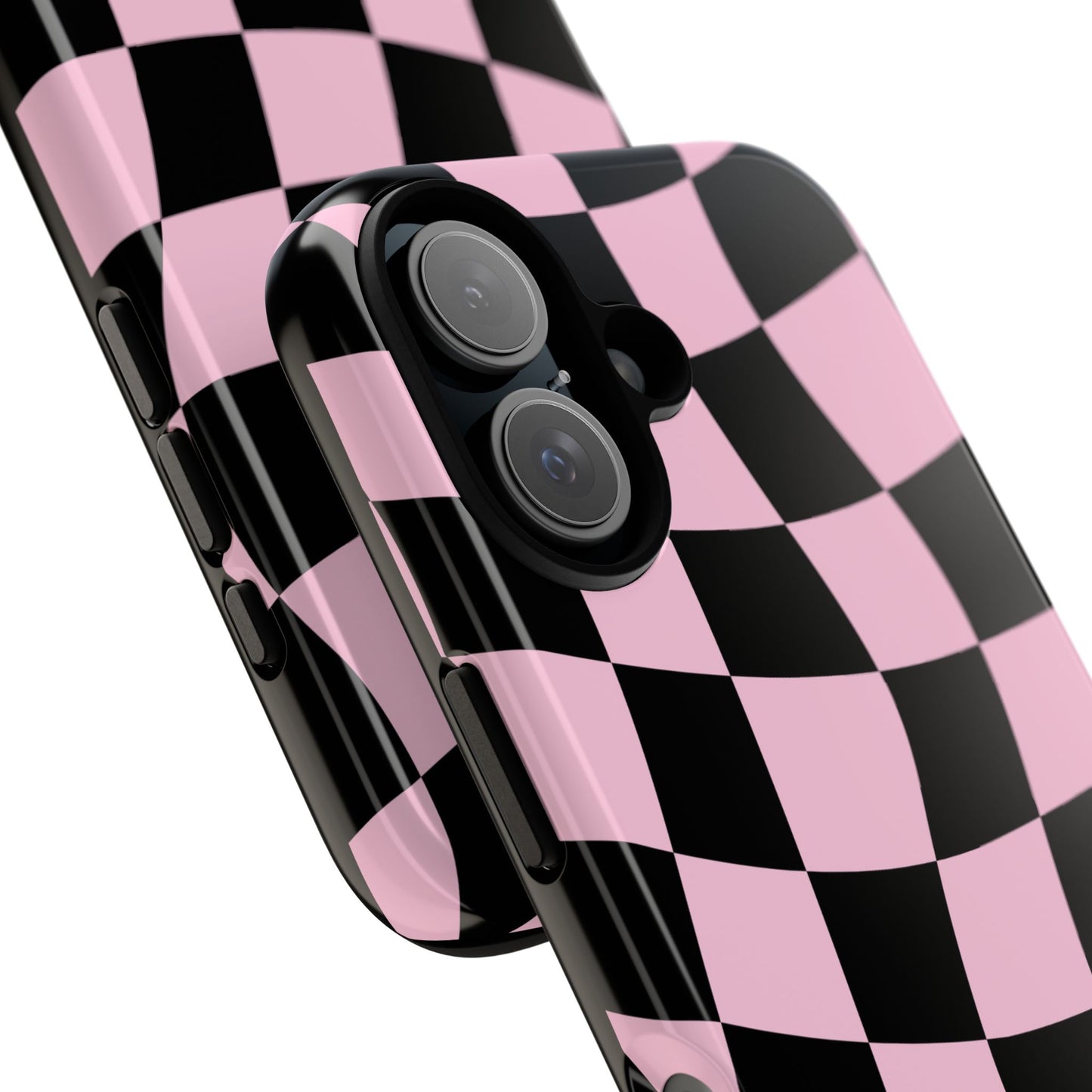 Pink & Black Wavy Checker Phone Case